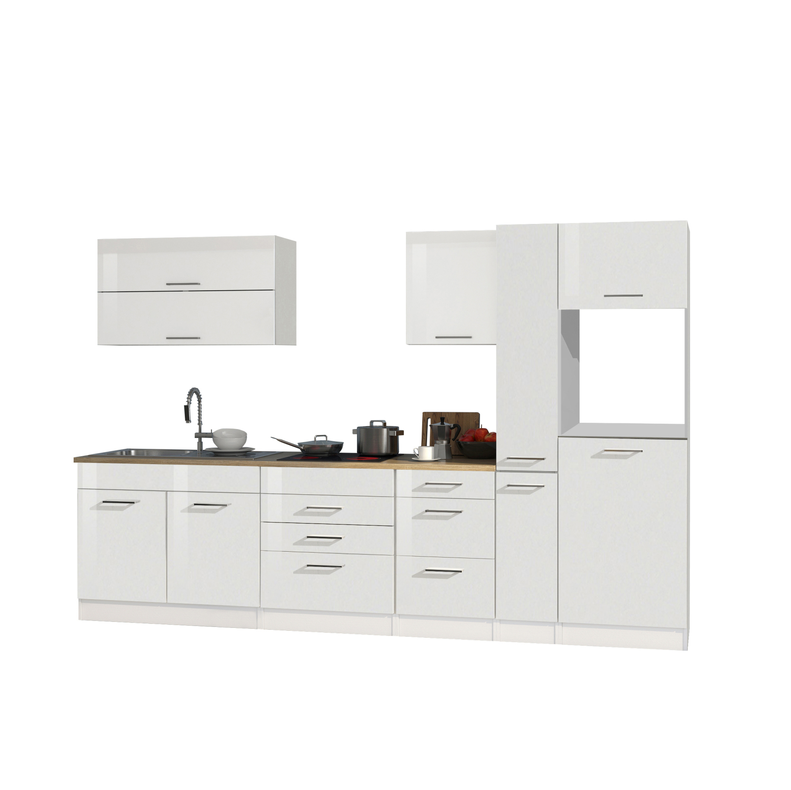 Küchenblock ROM - weiß Hochglanz- 320 cm