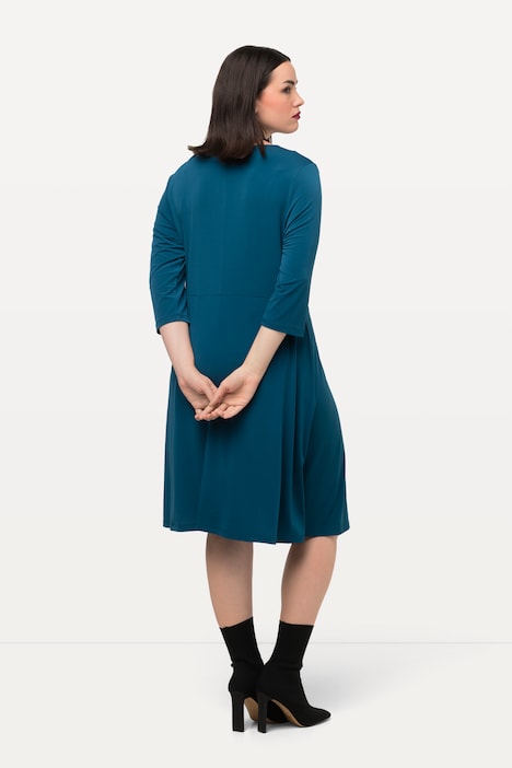 Slinkykleid, Drapierung, V-Ausschnitt, 3/4-Arm