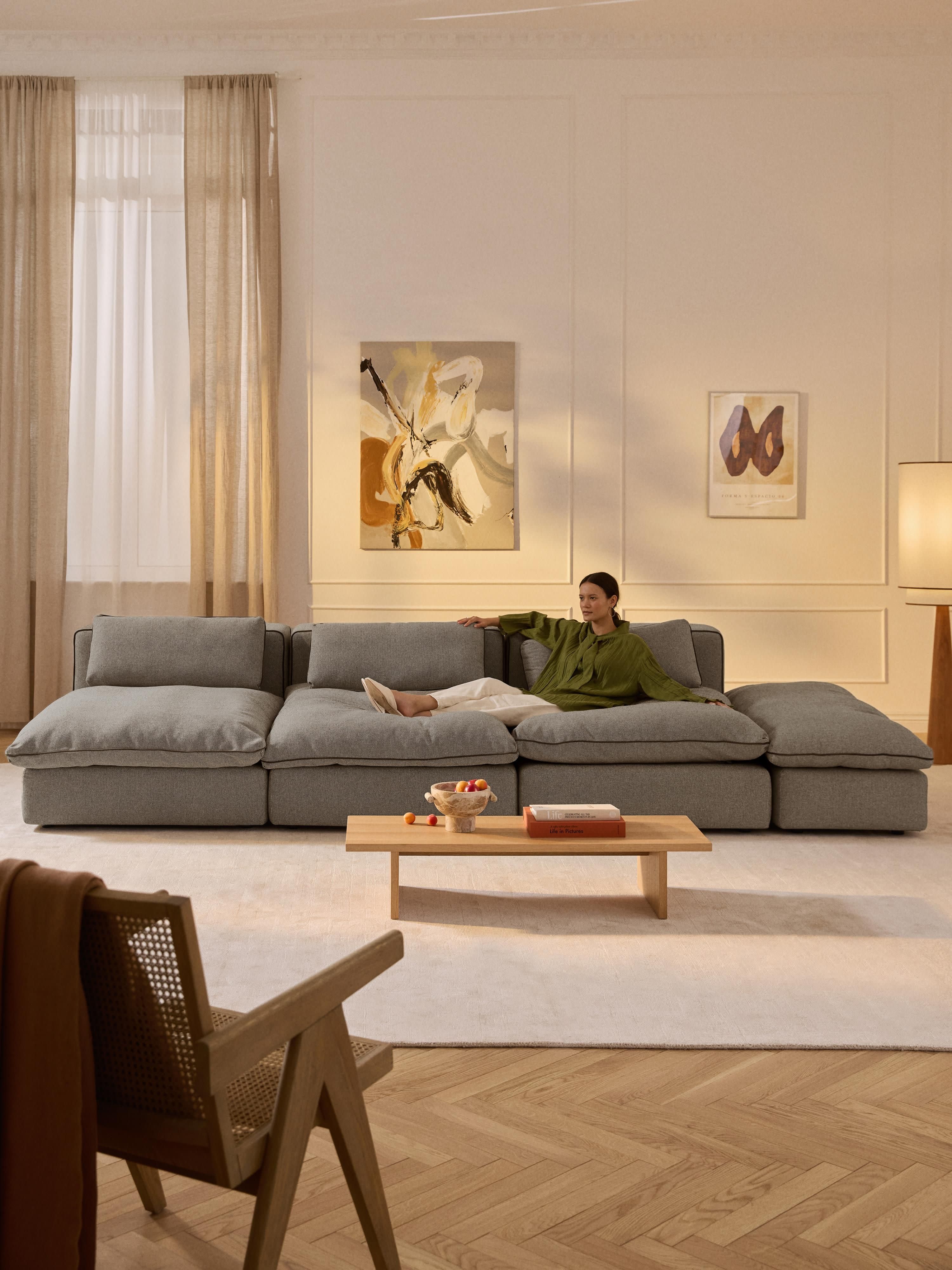 Modulaire XL-bank Felix (3-zits) met poef