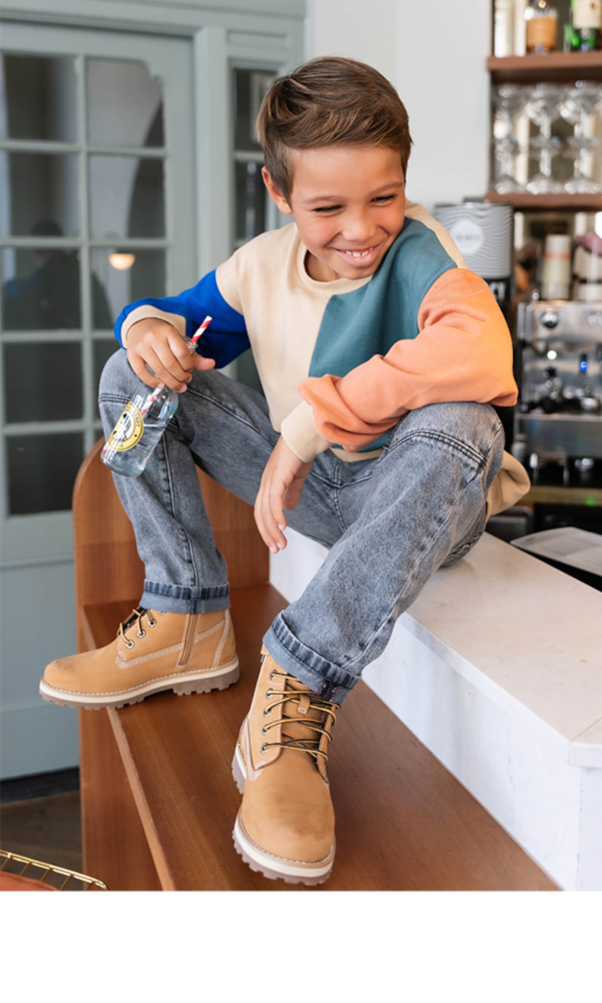 Timberland Courma Kid MID LACE UP BOOT jongens veterschoenen bruin