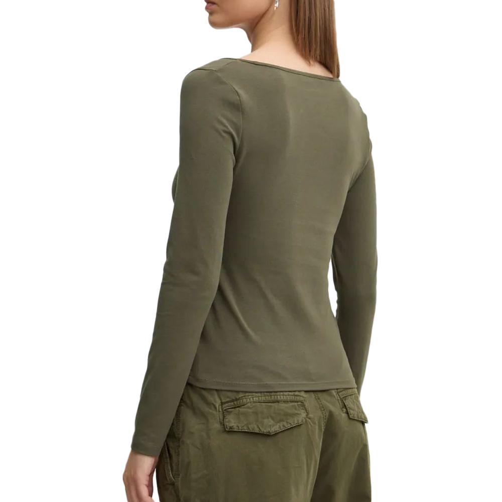 Tommy Hilfiger T-shirt Manches Longues Vert Femme Tommy Hilfiger Slim Metallic
