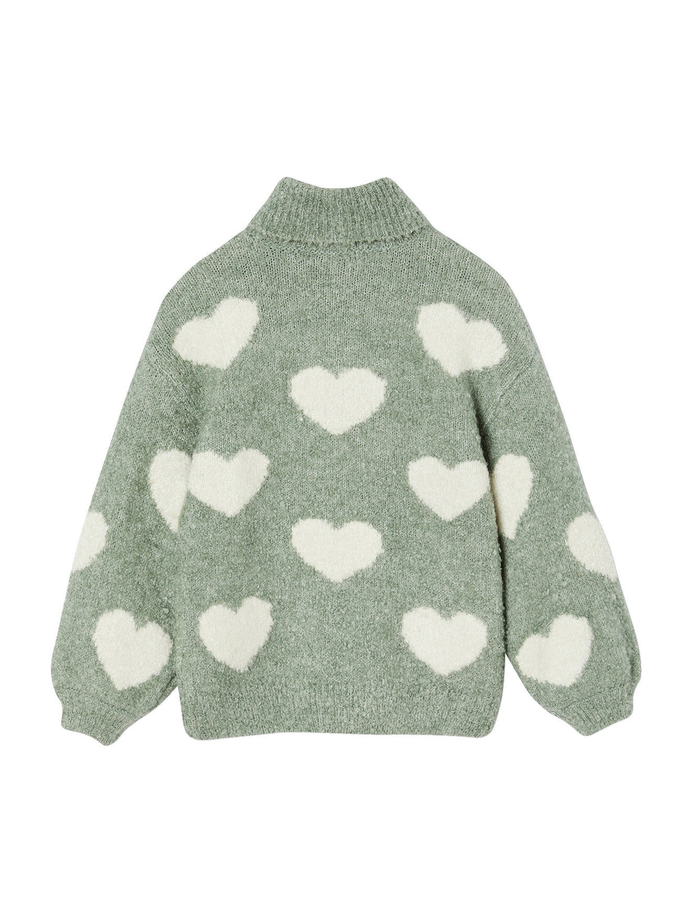 Vertbaudet Flauschiger Mädchen Rollkragenpullover mit Muster graugrün