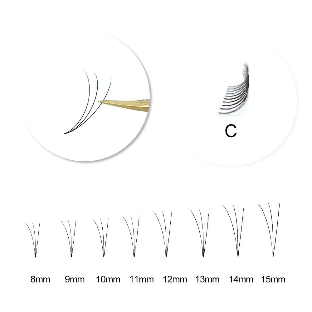 (240er Set) 0.7/8-15mm 3D Eyelashes Wimpern Extensions Feine C Curl Fächer Wimpern