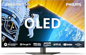 Philips Ambilight 42OLED809 Smart TV OLED 4K - Écran 42 Pouces, Plate-Forme P5 AI Perfect Picture Ultra HD, Google TV, Dolby Vision et Son Dolby Atmos, Fonctionne avec Alexa et Google Assistant [Classe énergétique G]