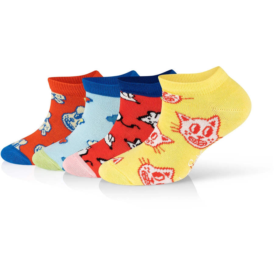 Happy Socks Sneakersocken 4-Pack Kids Low Cat-Dog multi_coloured