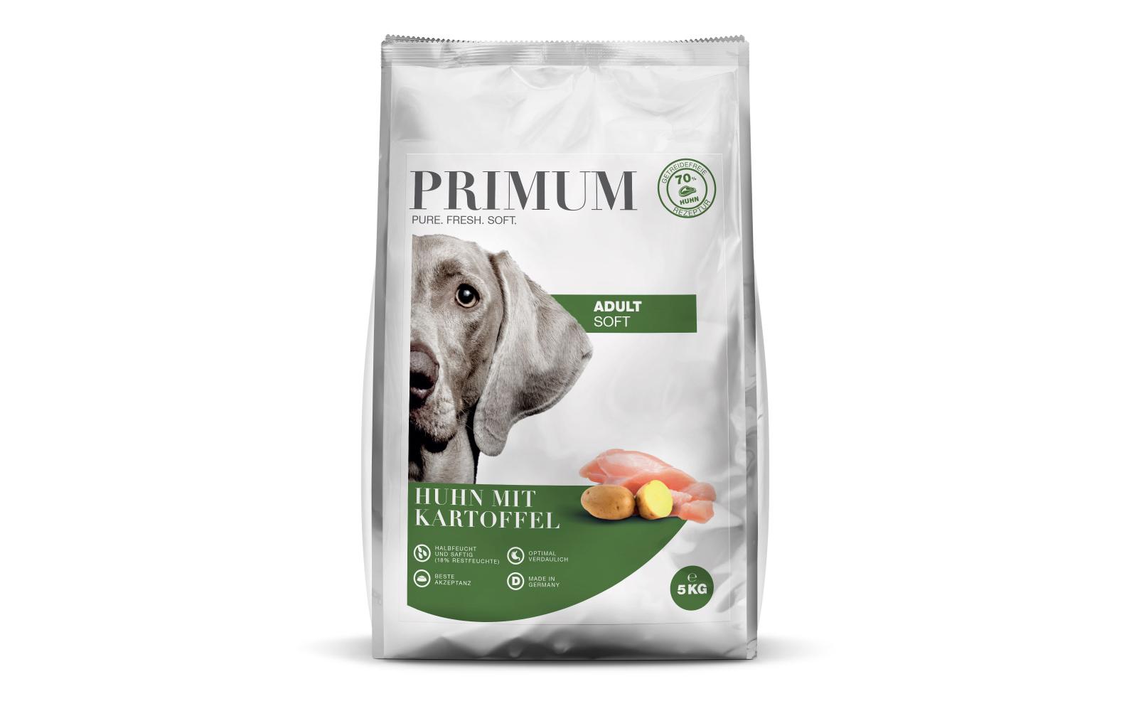 Halbfeuchtfutter Adult Huhn mit Kartoffel 5 kgGetreidefreies Alleinfuttermittel für ausgewachsene Hunde