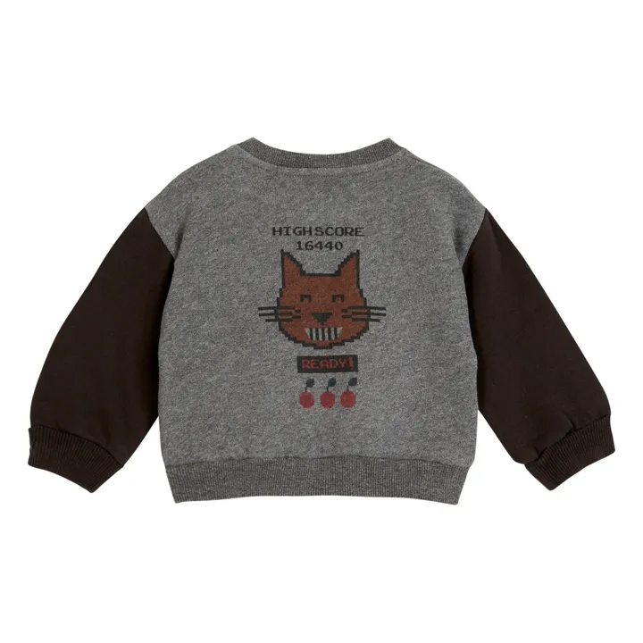 Emile et Ida Sweat Coton Bio Bicolore | Gris anthracite