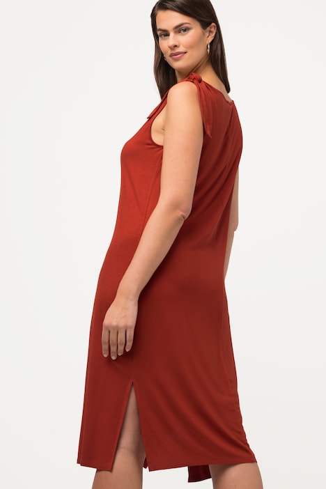 Midikleid, Zierknoten, Rundhals, ärmellos