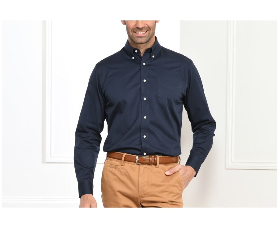 Chemise marine navy à poche - Col américain - ANDERSON