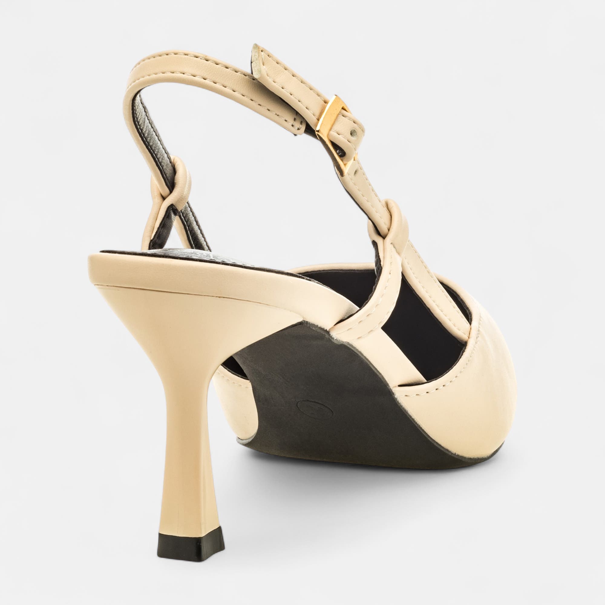 Escarpins avec bride arrière à talon Femme beige
