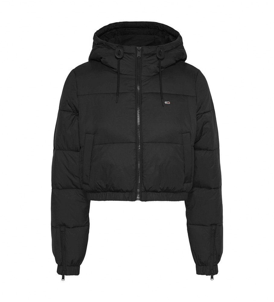 Jaqueta puffer com capuz Tommy Jeans, preta