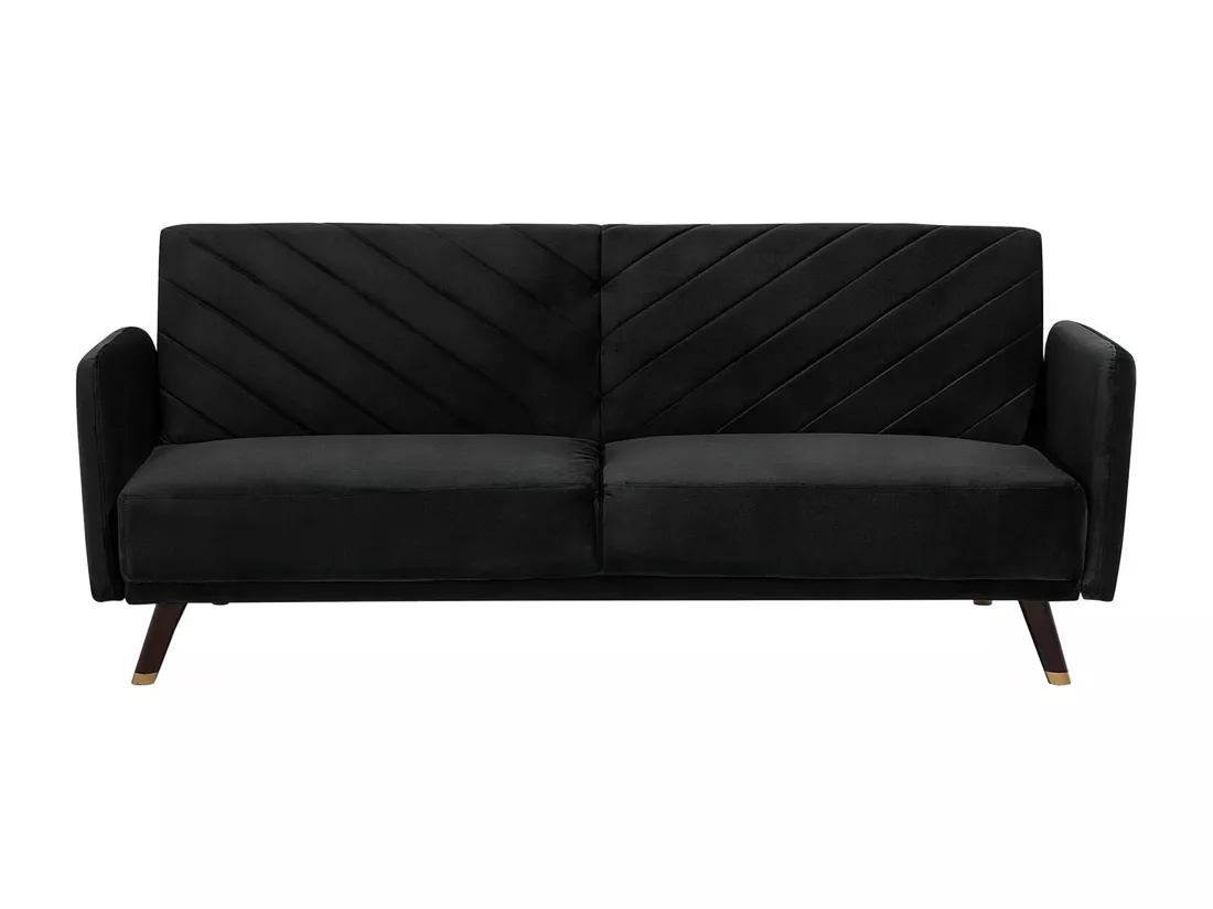 Canapé convertible 3 places en velours noir SENJA