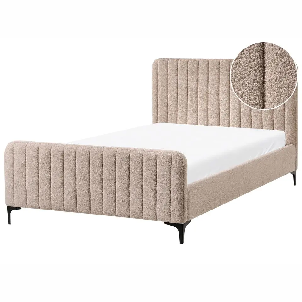 LUNAN - Tweepersoonsbed - Beige - 120 x 200 cm - Bouclé