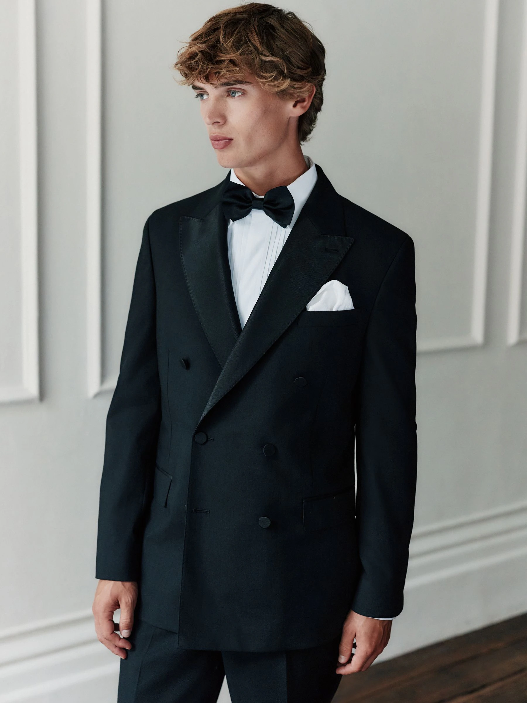 Zwart - Signature Nova Fides 100% Italian Wool Double Breasted Tuxedo Suit Jacket