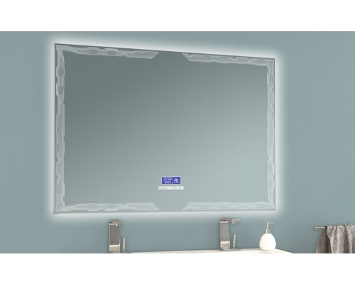 LED-badkamerspiegel met multimediafuncties, waaronder touchscreen, Bluetooth, anti-condensfunctie en FM-radio, spiegelverwarming en luidsprekers, 120x90 cm
