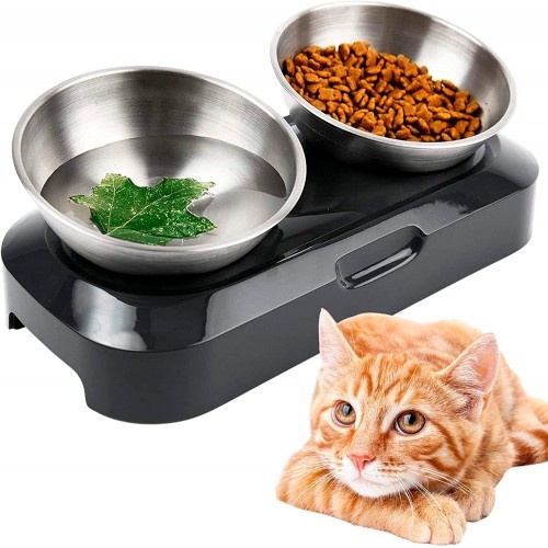 Alimentador duplo elevado para animais de estimação Edipets em aço inoxidável