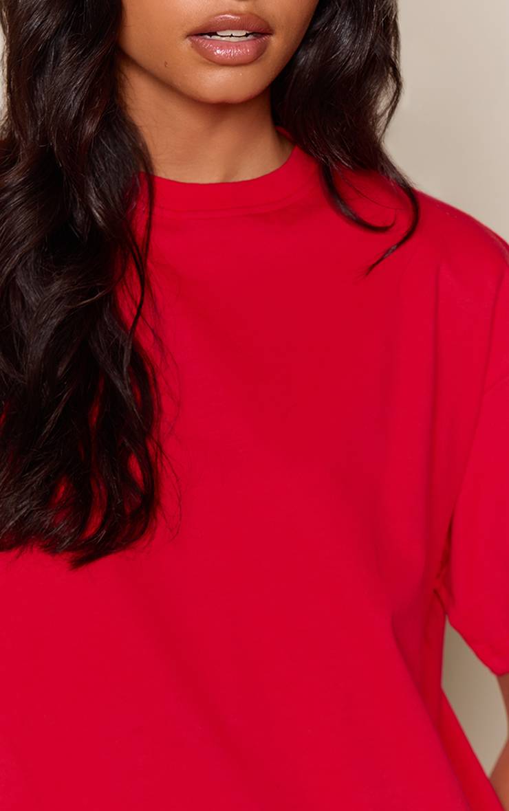 Rouge T-shirt Boxy En Coton Avec Épaulettes