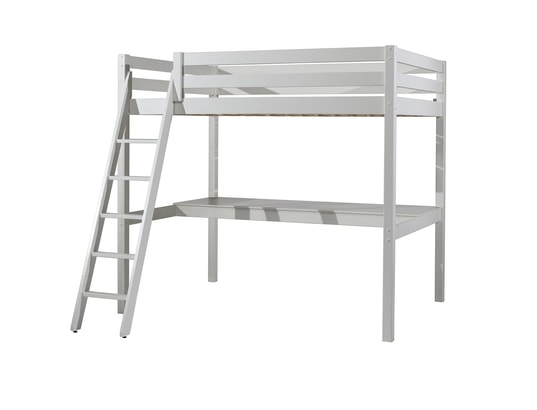 VIPACK - Lit mezzanine 140x200 sommier inclus et bureau pino - blanc