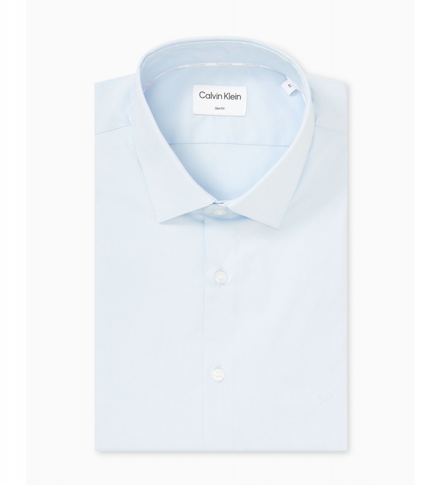Camisa Calvin Klein Azul Ajustada em Popeline