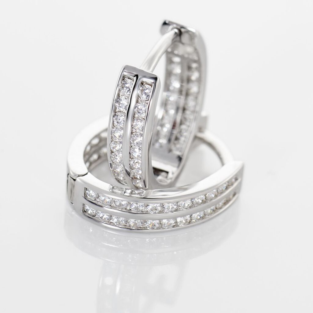 Créoles Argent Blanc Taki Oxydes De Zirconium