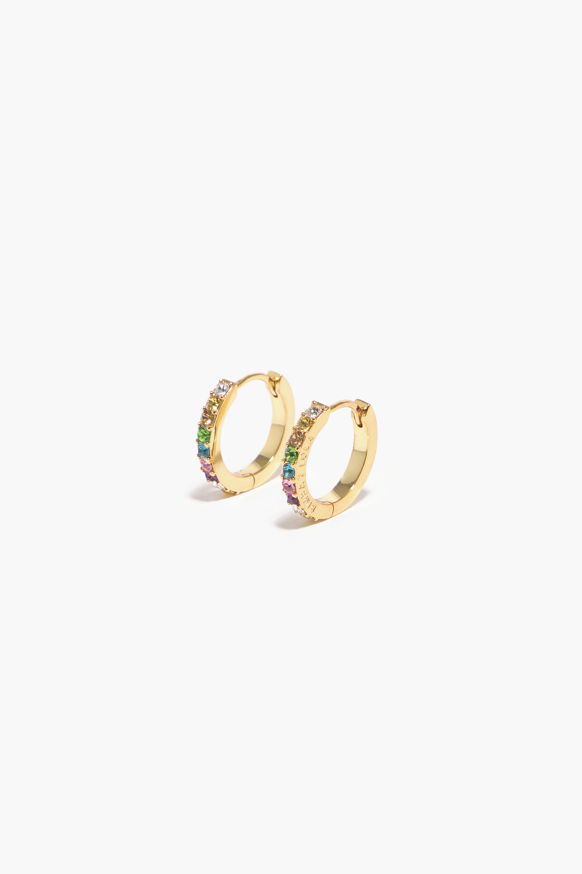 Brincos de argola com cristais multicoloridos