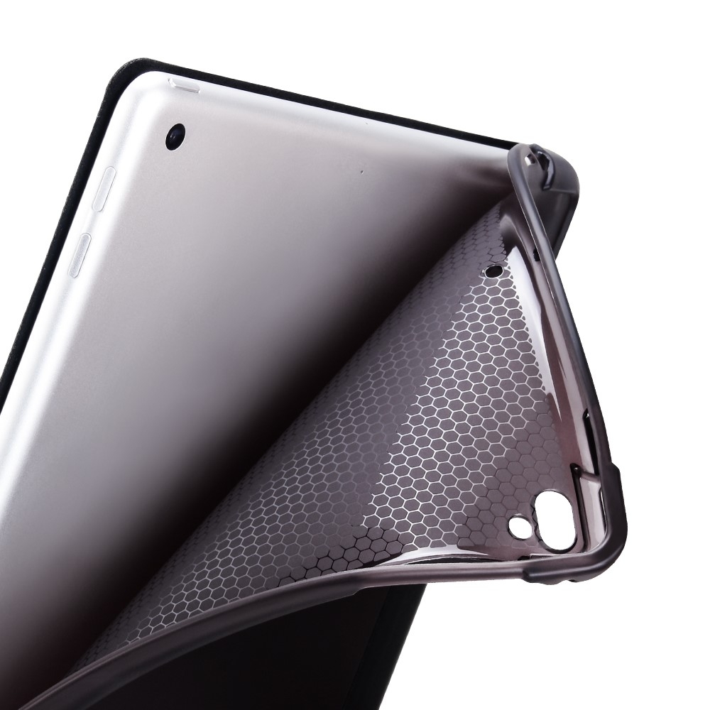 iPad 9.7 (2018/2017) / iPad Air / iPad Air 2 Slim Smart Cover Hülle Gummi Case   Apple Pencil Halterung - Schwarz / Transparent