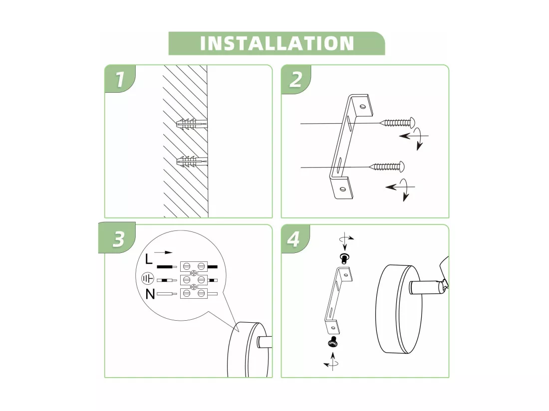NETTLIFE Spot de plafond 1 flamme 4W plafonnier orientable 350° salon
