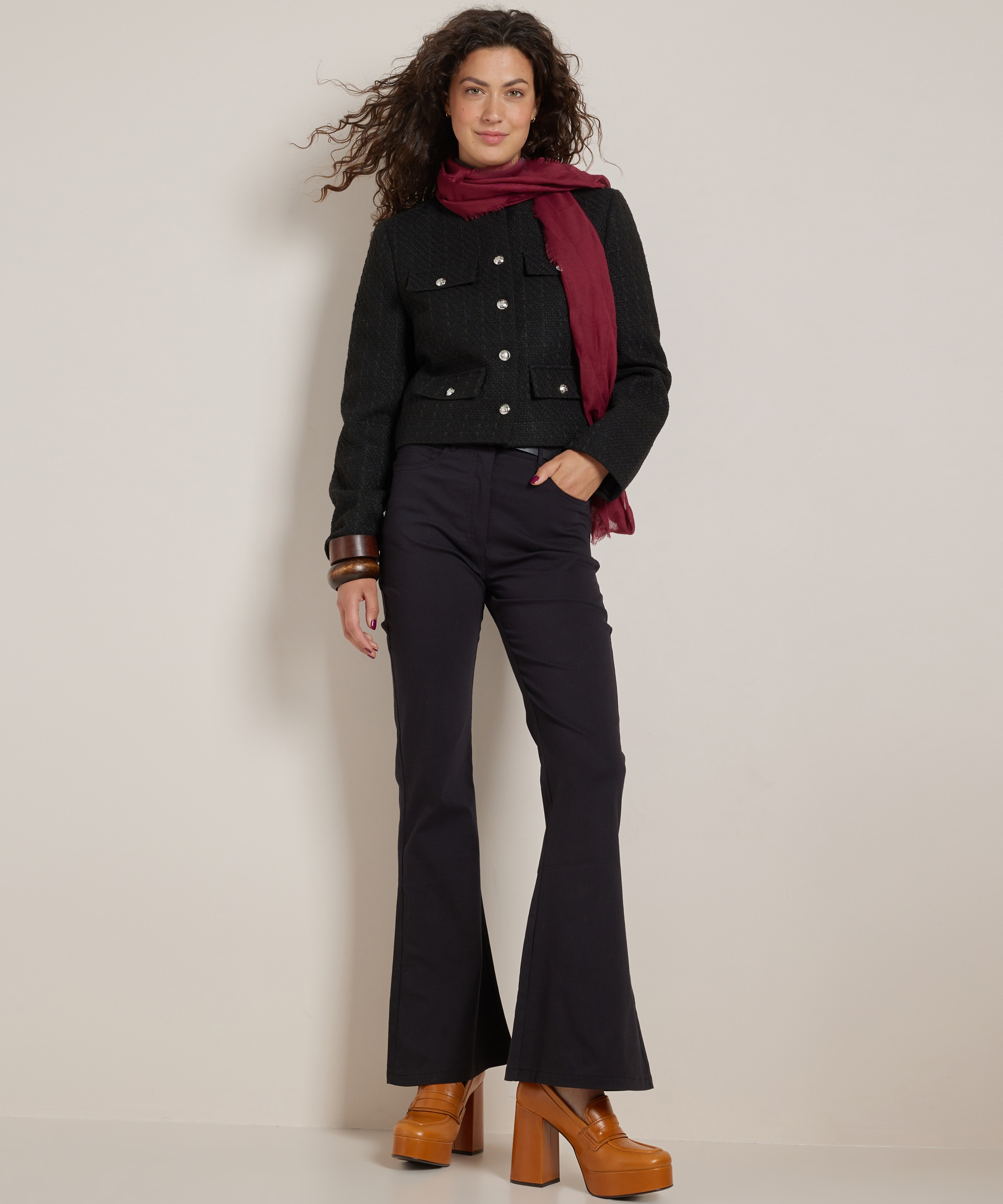 tweed blazer kort met knopen