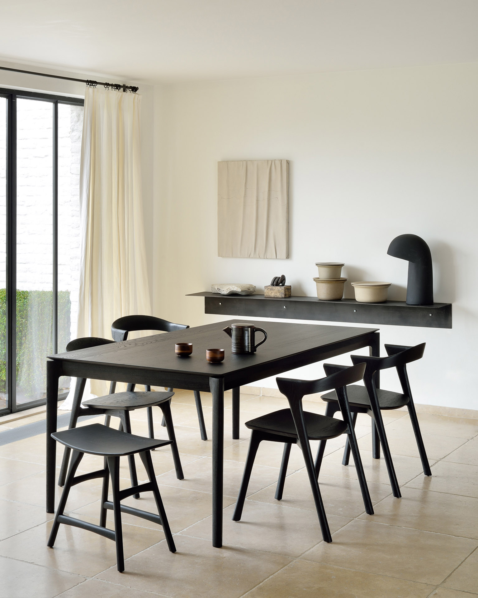 Bok stoel - eiken zwart - soft black stof