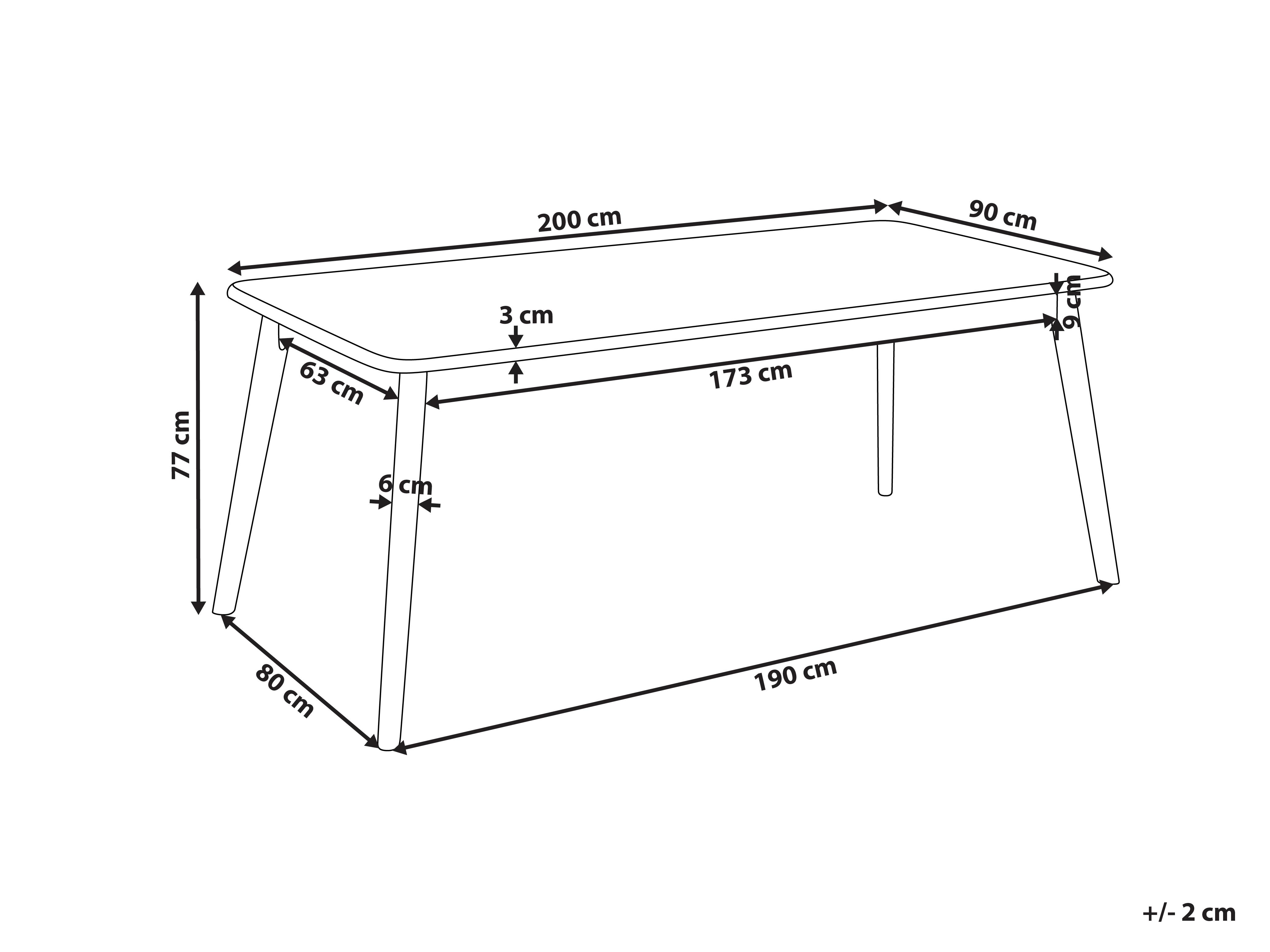Eettafel KEHO Donker eikenhout 90 cm 200 cm