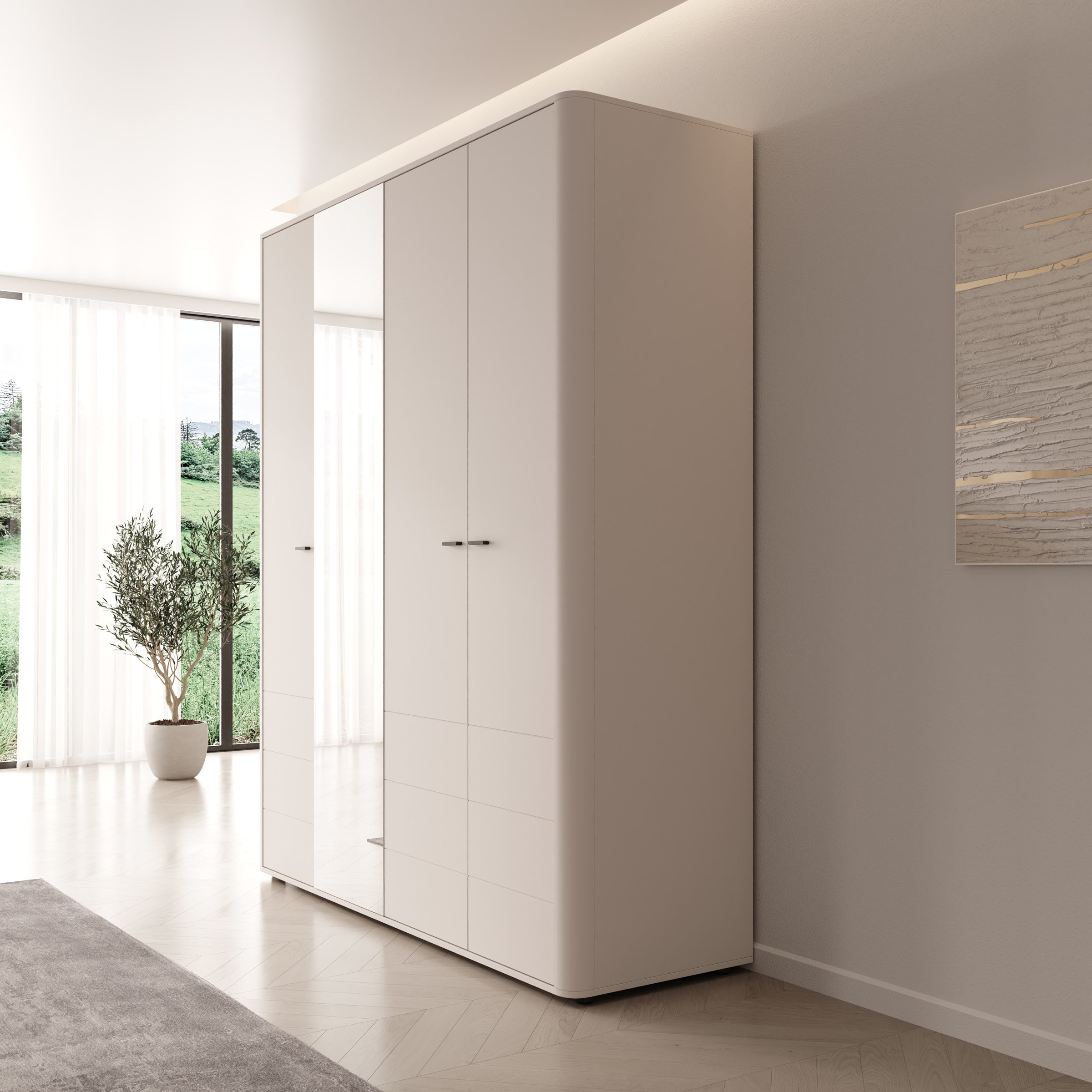 Meubella - Sorello - Kledingkast 4 deurs - Beige - 180x56x211 cm