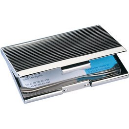 Etui à cartes de visite chrome brillant, capacité 20 cartes - L 9,5 x H 6,2 x P 0,7 cm argent brillant