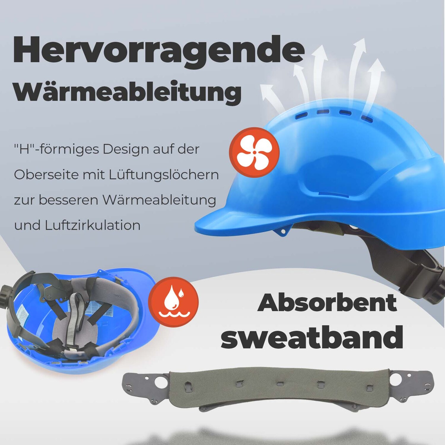 Mustbau 6 Stücke Bauhelm,Schutzhelm,Arbeitshelm,Bauarbeiterhelm,52-66cm Einstell
