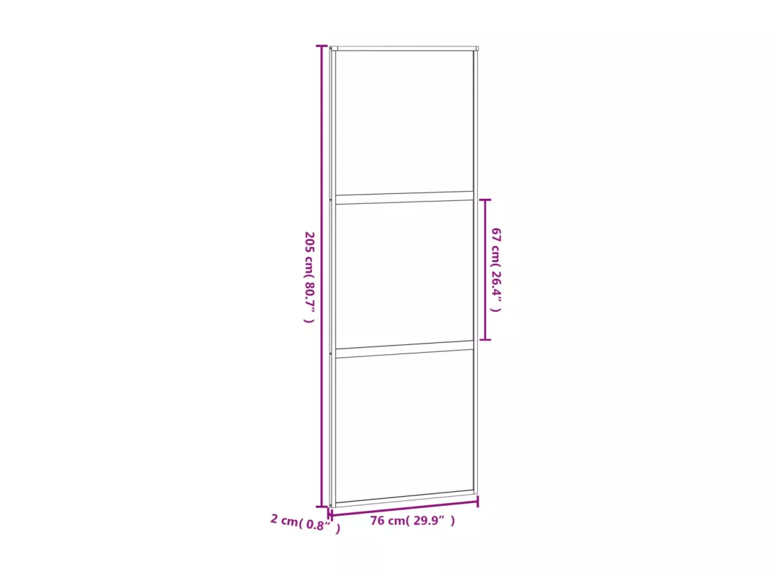 Porte coulissante noir 76x205 cm verre trempé aluminium