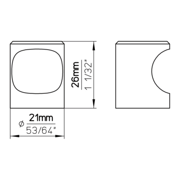 Knop Noa rvs 21mm