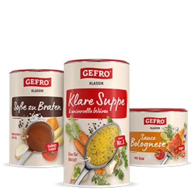 Topseller-Trio: GEFRO Klare Suppe, Soße zu Braten & Sauce Bolognese