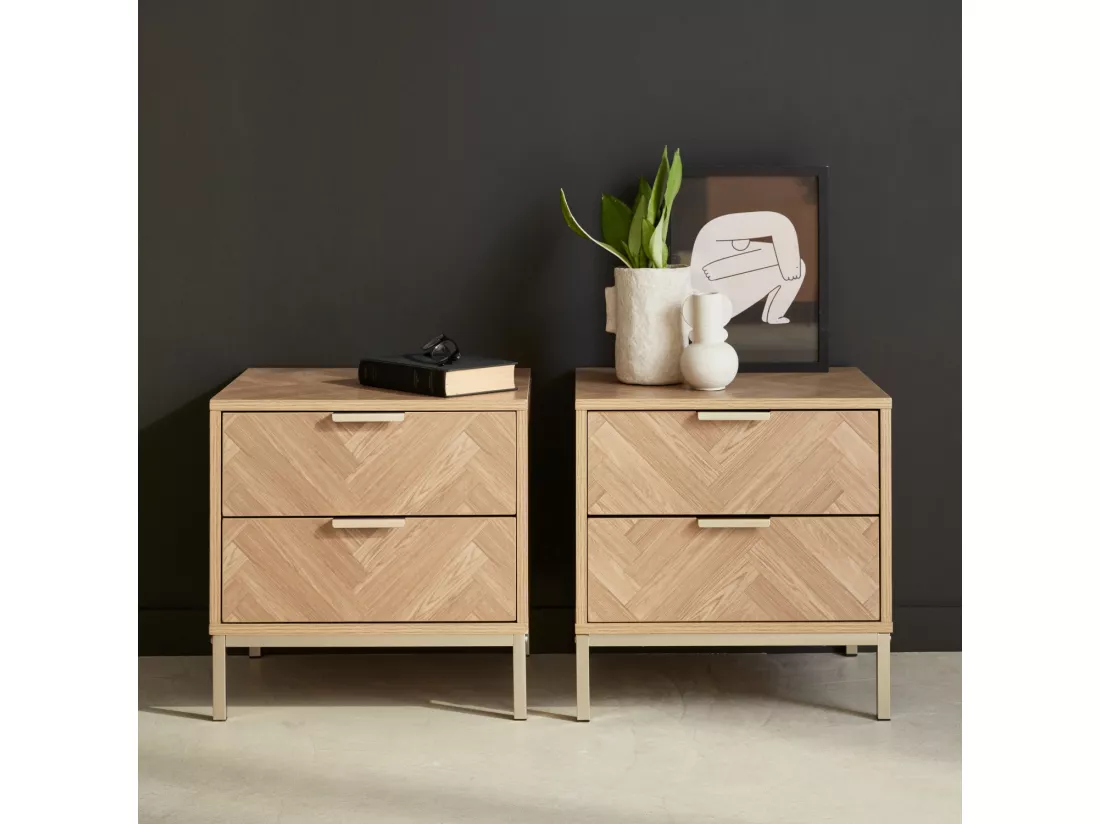 Lot de 2 tables de chevet. Budapest. deux tiroirs. L 45 x l 40 x H 45cm