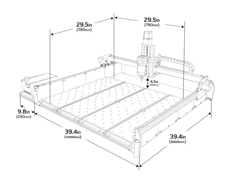 Inventables Fräsmaschine X-Carve V2 1000 mm Bausatz CNC-Fräsmaschine mit grossem Arbeitsbereich, ohne Fräsmotor