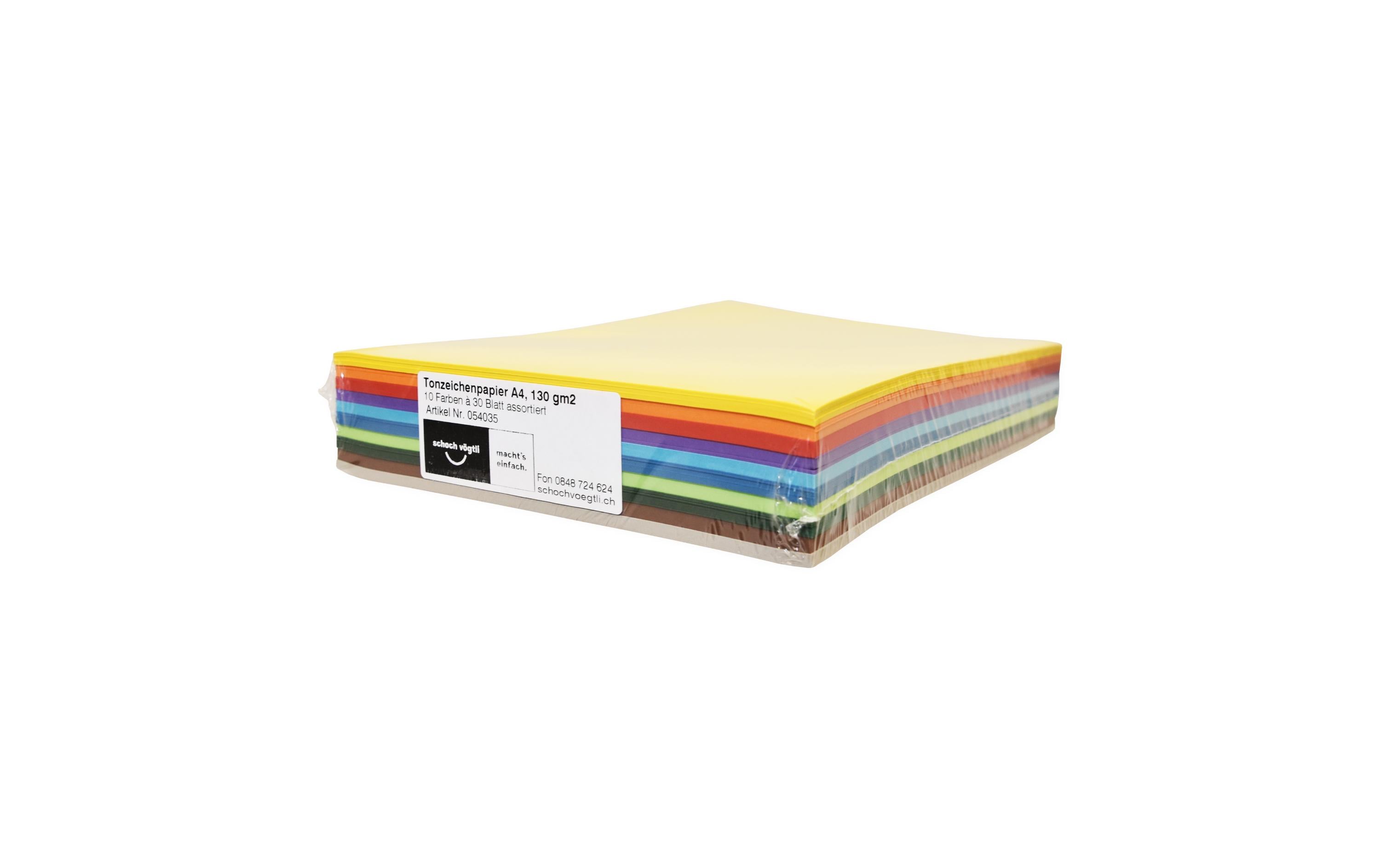 Tonzeichenpapier A4, 130 g/m², 300 Stück, Farbig assortiertBastelpapier