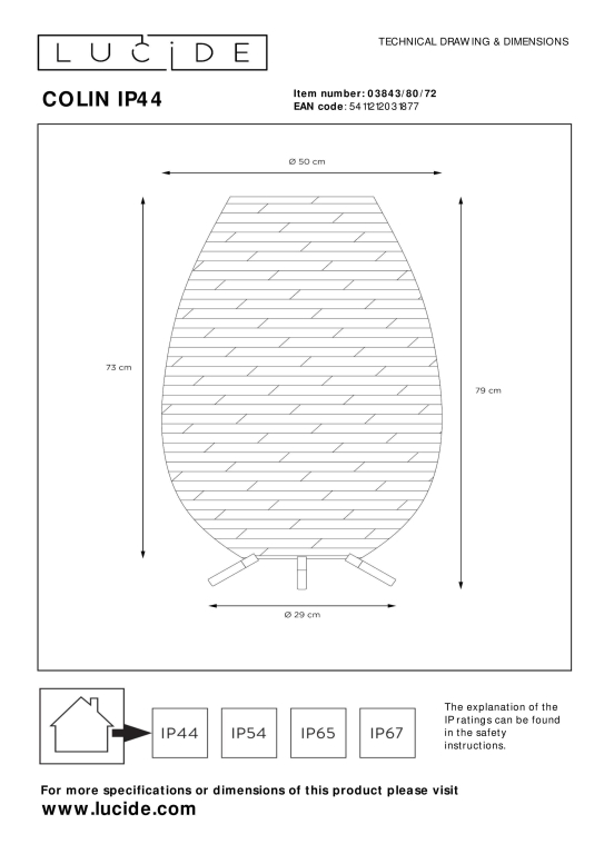 Lucide Colin vloerlamp LED oplaadbaar buiten IP44 naturel