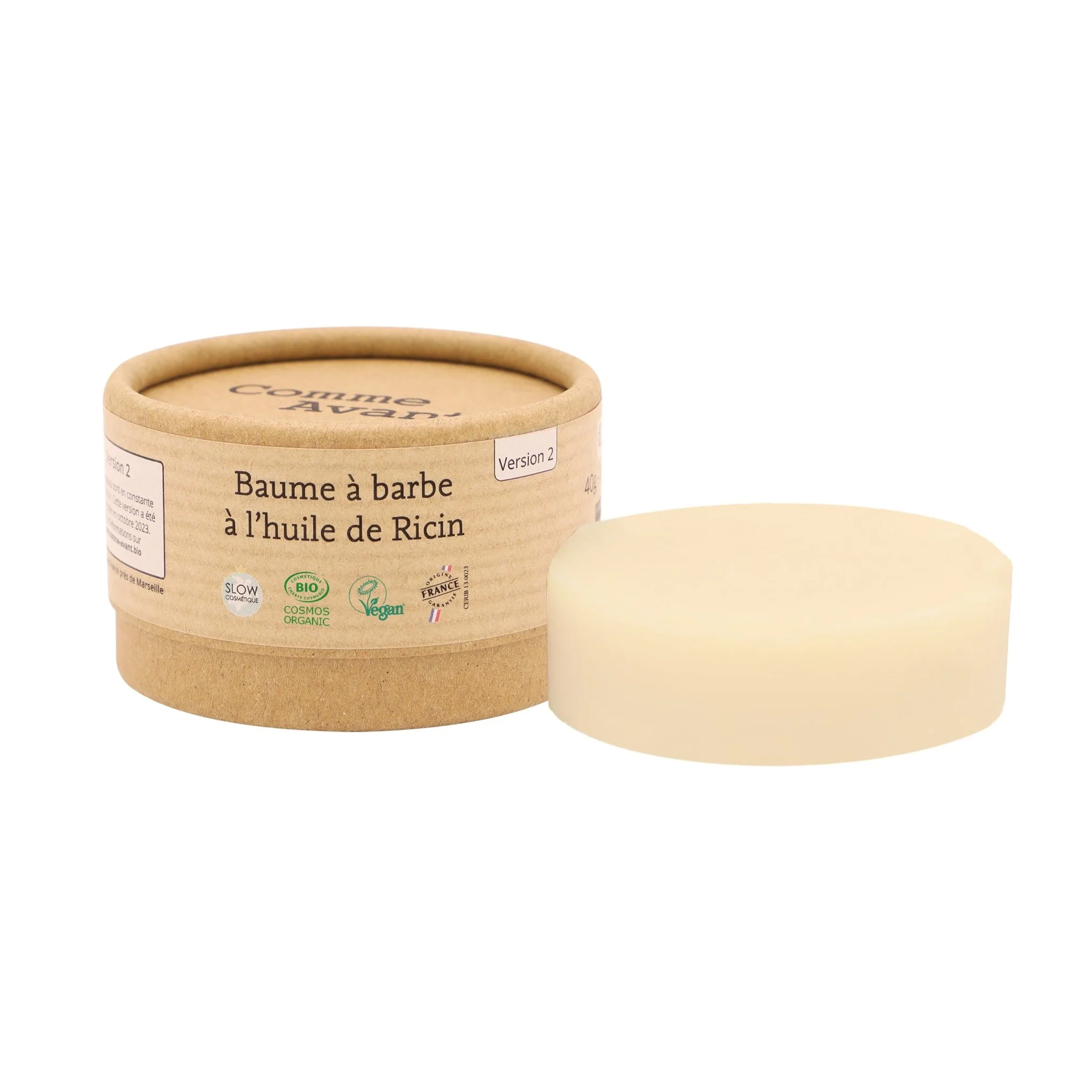Baume à barbe à l'huile de ricin - Version 2 - 1 baume à barbe - 40g / Brut sans parfum