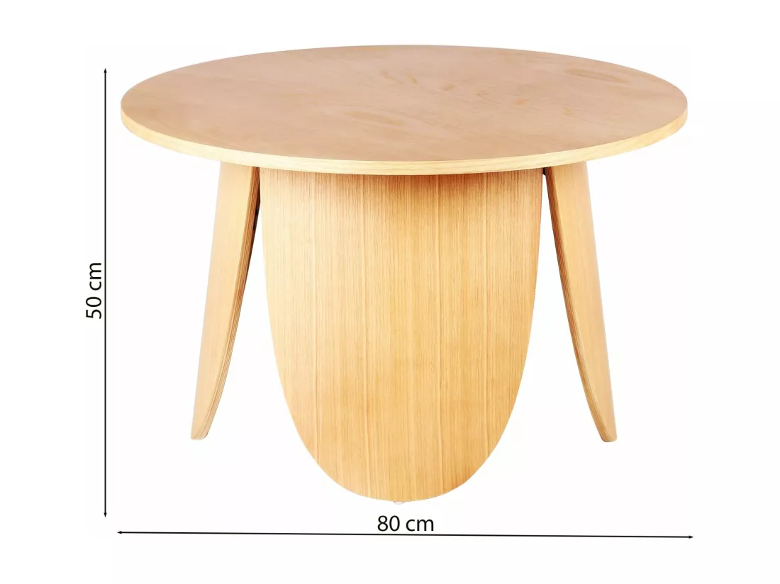 Table basse ronde - 80 cm - couleur chêne naturel - VIVIALLY