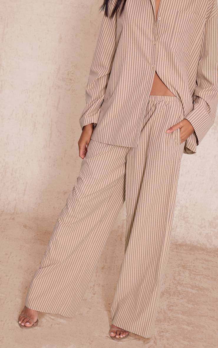 Gris Pierre Pantalon Large À Fines Rayures