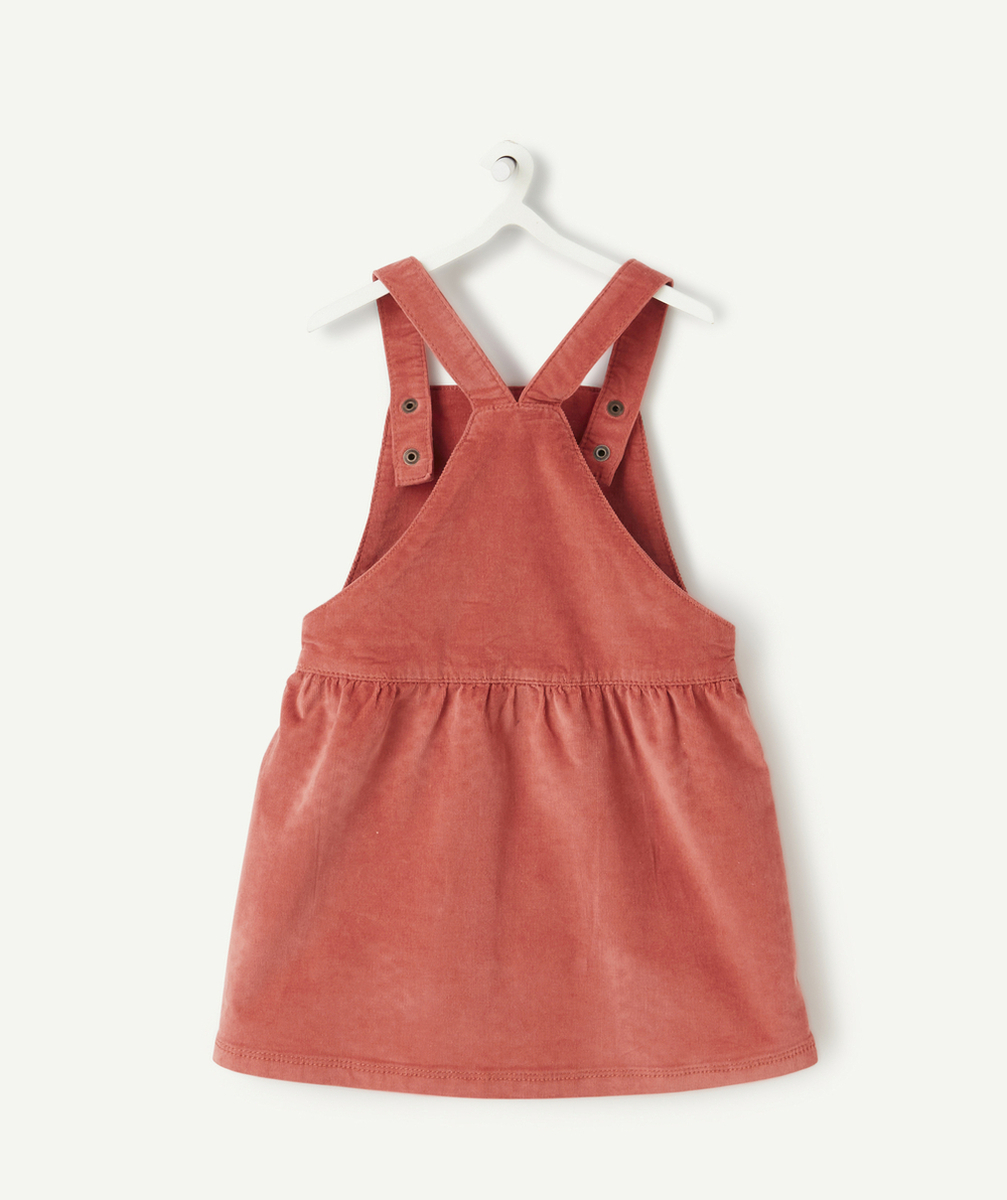 ROBE SALOPETTE EN VELOURS FRAMBOISE BÉBÉ FILLE