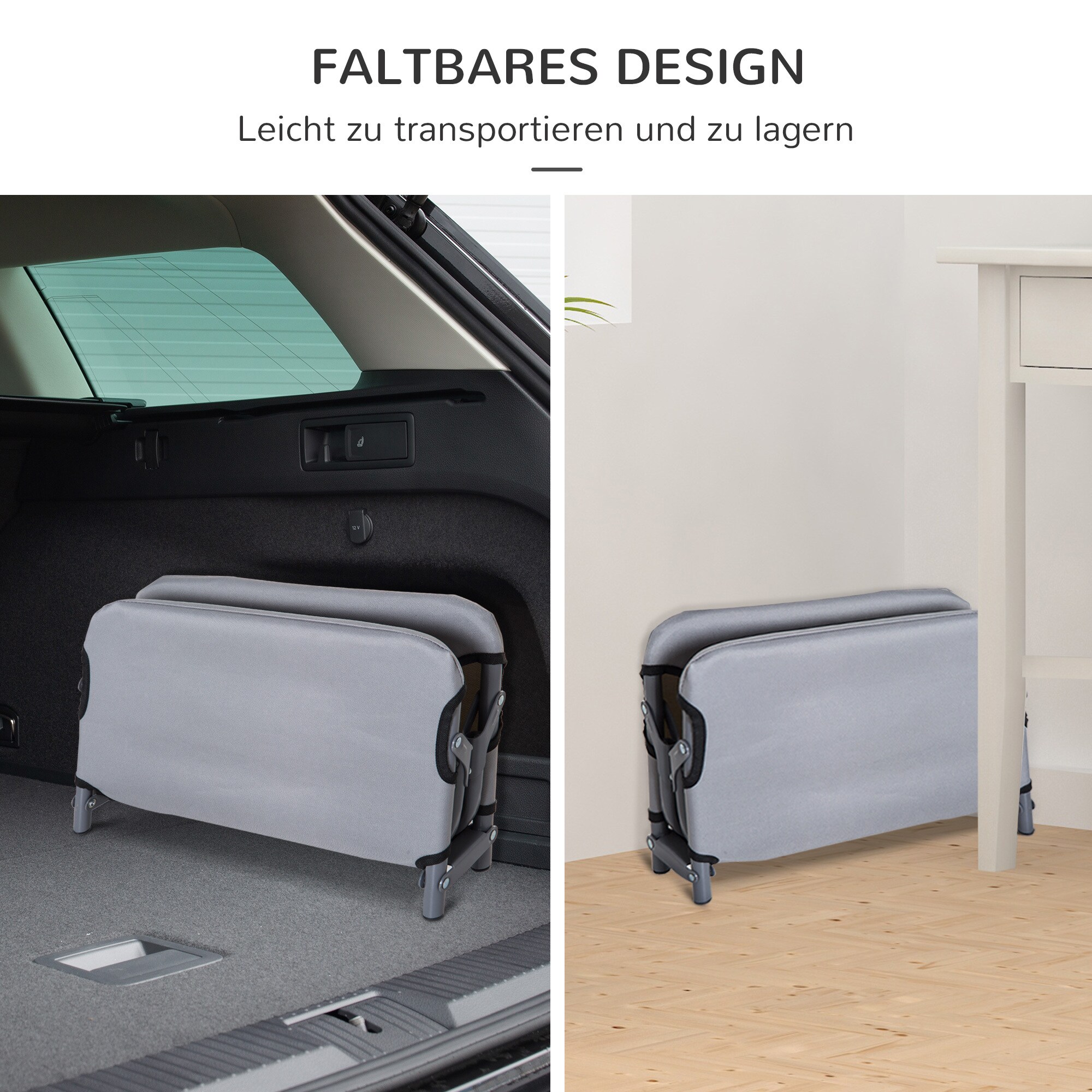 PawHut Hundebett faltbar grau 59 x 46 x 15 cm (LxBxH)
