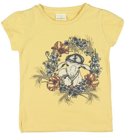 En Fant T-Shirt - Gelb m. Lochmuster/Ged