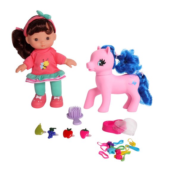 Poupée 20 cm et son poney