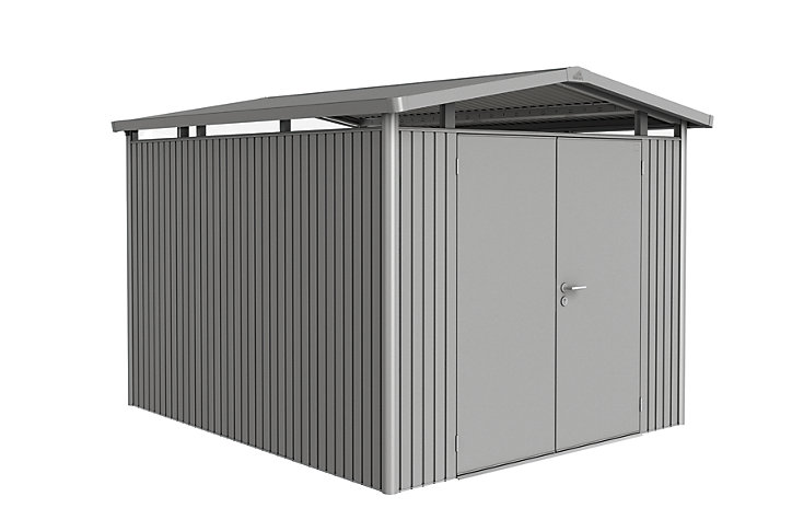Abri de jardin double porte Biohort Panorama P5 en métal coloris gris quartz métallique ép.0,53 mm surface extérieure 8,68 m²