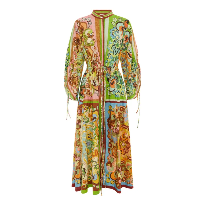 Alémais Robe Ceinturée Dreamer Popeline de Coton Bio | Vert