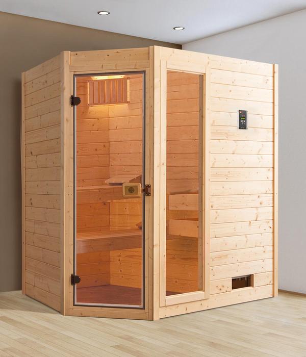 Weka Ecksauna Valida mit Glastür und Fenster